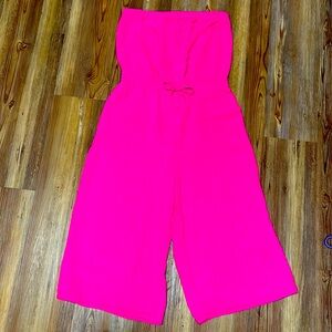 Naked Zebra Hot Pink Strapless Wide Leg Romper Size Small
